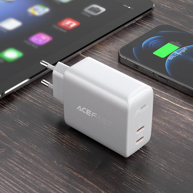 Ładowarka sieciowa Acefast A9 40W 2xUSB-C White (6974316280200) - obraz 3