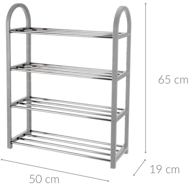 Stojak na buty Storage solutions 4 poziomy 50x19x65 cm Szary (8711295238314) - obraz 2