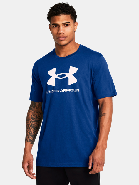 Акція на Футболка чоловіча Under Armour Ua Sportstyle Logo Update Ss 1382911-432 M Синя від Rozetka