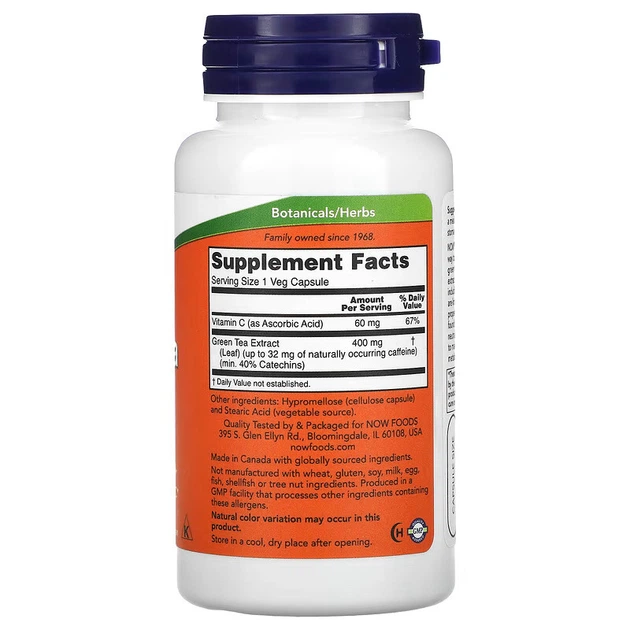 Натуральная добавка NOW Green Tea Extract 400 mg, 100 вегакапсул - Фото 2 Натуральная добавка NOW Green Tea Extract 400 mg, 100 вегакапсул - изображение 2