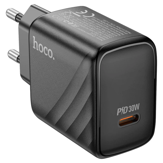 Мережевий зарядний пристрій HOCO CS22A Value single port charger Type-C cable 30W Black - зображення 10