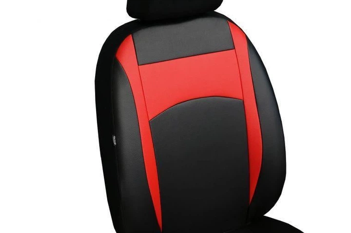 Авточехлы из экокожи для RENAULT SANDERO STEPWAY 2007-2012 Pok-ter Desing Leather с красной вставкой - изображение 4
