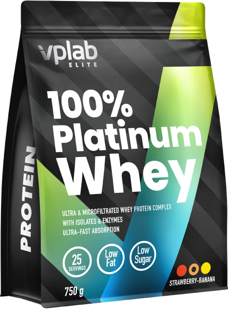 Białko VPLab 100% Platinum Whey 750 g Strawberry-Banana (5060255353981) - obraz 1