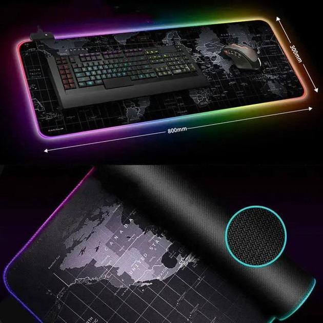 Ігрова поверхня з RGB підсвіткою FeelTouch 800 x 300 мм Black - зображення 8