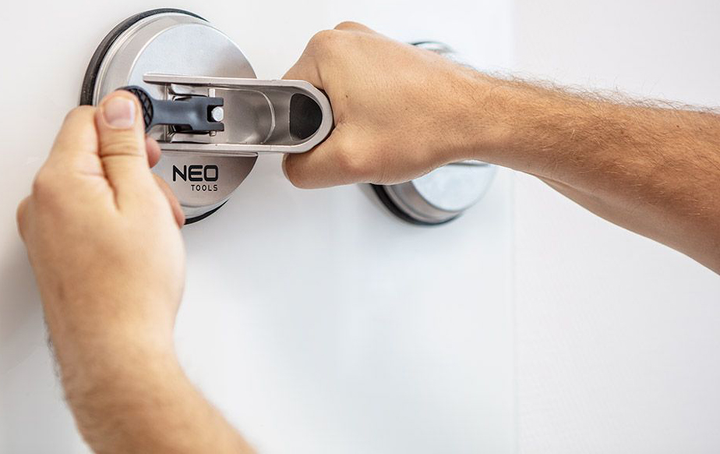 Присоска NEO Tools для скла подвійна алюмінієва 100 кг 56-802 (5907558461657) - зображення 4