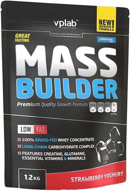 Białko VPLab Mass Builder 1.2 kg Jogurt truskawkowy (5060255355084) - obraz 1