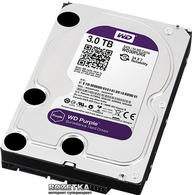 Жесткий диск Western Digital Purple 3TB 64MB 5400rpm WD30PURX 3.5 SATA ...