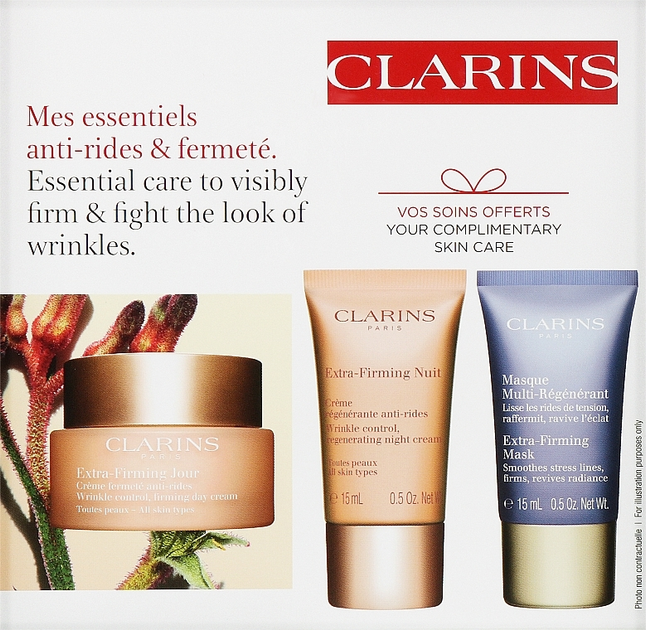 Набір для догляду за обличчям Clarins Extra-Firming Денний крем 50 мл + Маска для обличчя 15 мл + Нічний крем 15 мл (3666057058165) - зображення 2