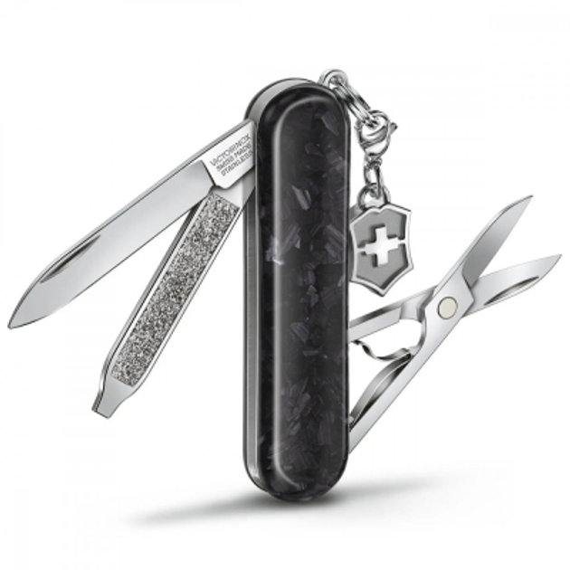 Ніж Victorinox Classic SD Brilliant Carbon + брелок-лого (0.6221.90) - зображення 2