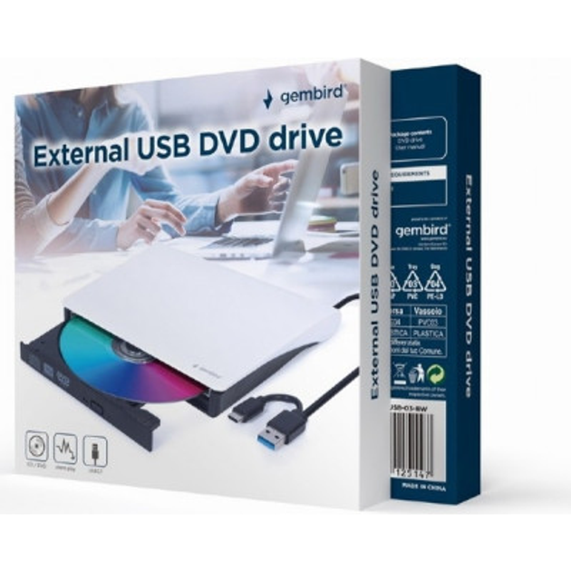 Оптический привод DVD-RW Gembird DVD-USB-03-BW - изображение 2