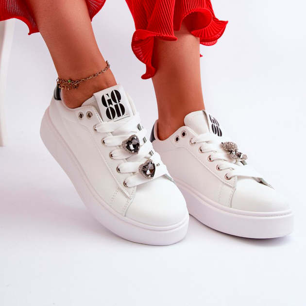 Sneakersy damskie na wysokiej platformie Azamia 37 Białe (5905677192315) - obraz 3