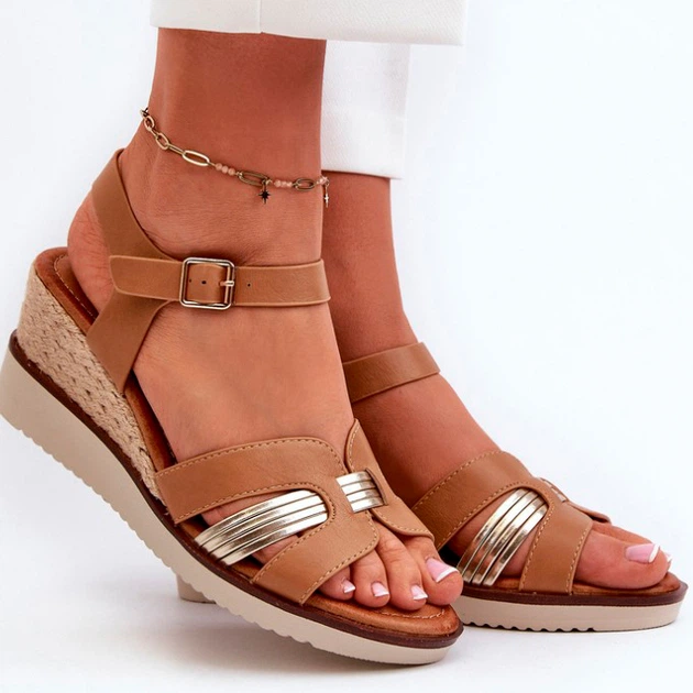 Sandały damskie na koturnie Starlenna 38 Brązowe (5905677182620) - obraz 4