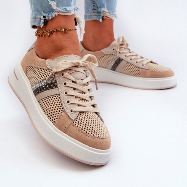 Sneakersy damskie z siatki S.Barski D&A LR110 39 Beżowe (5905677196917) - obraz 5