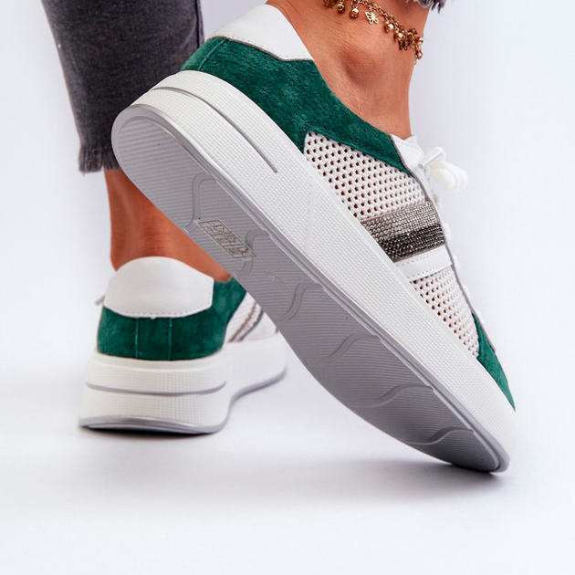 Sneakersy damskie z siatki S.Barski D&A LR110 40 Biały/Zielony (5905677196863) - obraz 7