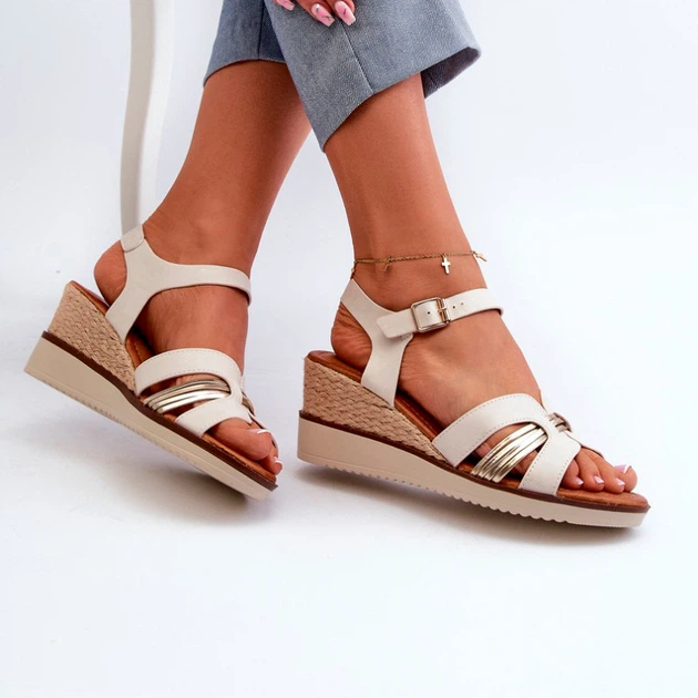 Sandały damskie na koturnie Starlenna 38 Złociste (5905677182569) - obraz 3