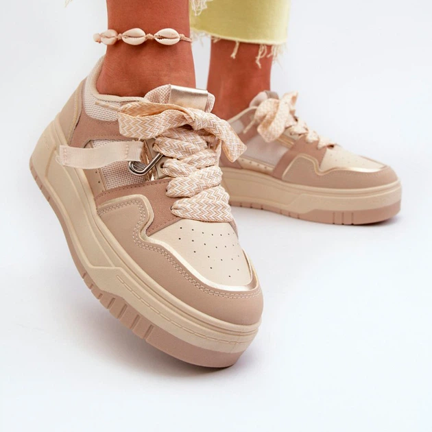 Sneakersy damskie na wysokiej platformie Moun 36 Beżowe (5905677180442) - obraz 5
