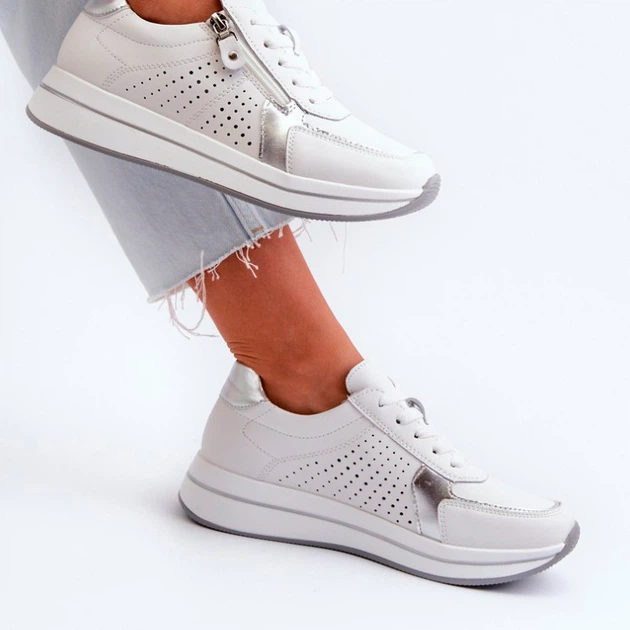 Sneakersy damskie na wysokiej platformie Ligustra 38 Białe (5905677168082) - obraz 3