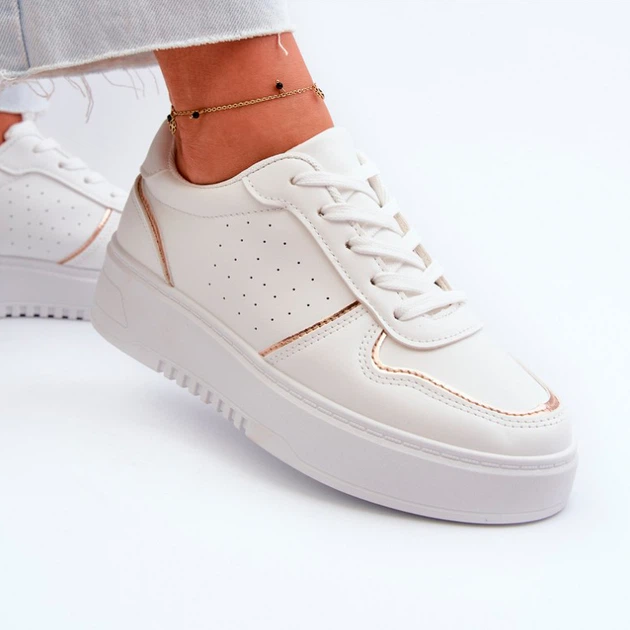 Sneakersy damskie na wysokiej platformie Tessama 41 Białe (5905677172881) - obraz 7