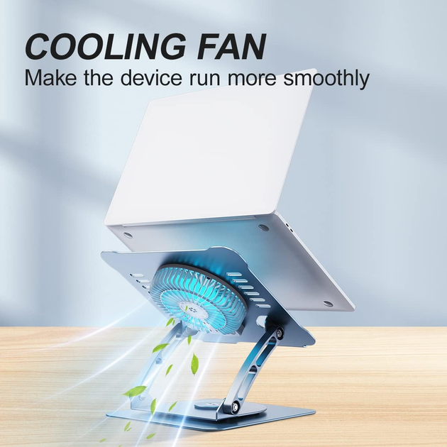 Підставка для ноутбука VHG S63 складана поворотна 360⁰C з вентилятором Rotatable Laptop Stand, Dr. Gray - изображение 4