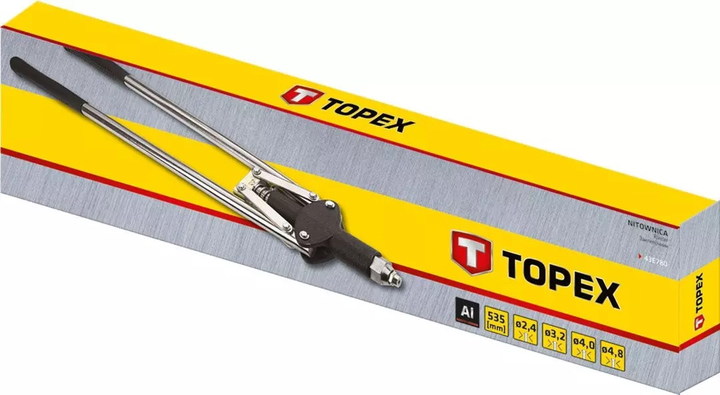 Заклепочник торцевий TOPEX для алюмінієвих заклепок 2.4/3.2/4.0/4.8 мм 43E780 (5902062020130) - зображення 3