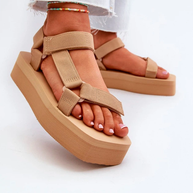 Sandały damskie na platformie Edireda 39 Beżowe (5905677160079) - obraz 5