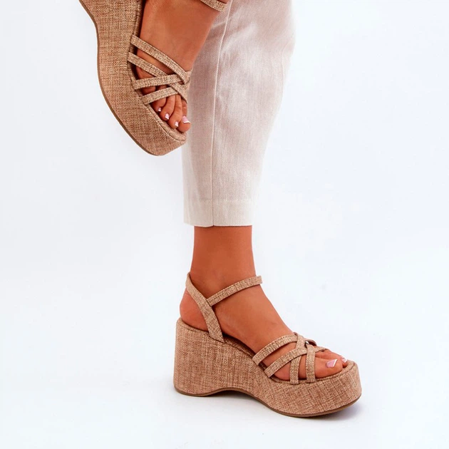 Sandały damskie na koturnie Oporia 39 Beżowe (5905677083408/5905677083347) - obraz 6