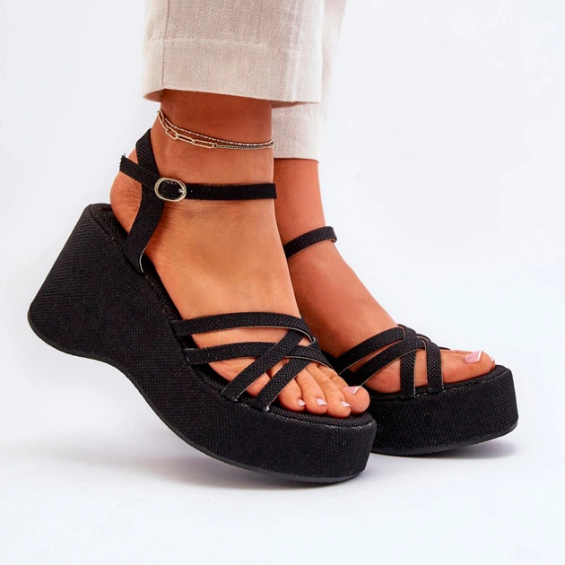 Sandały damskie na koturnie Oporia 40 Czarne (5905677083286) - obraz 3