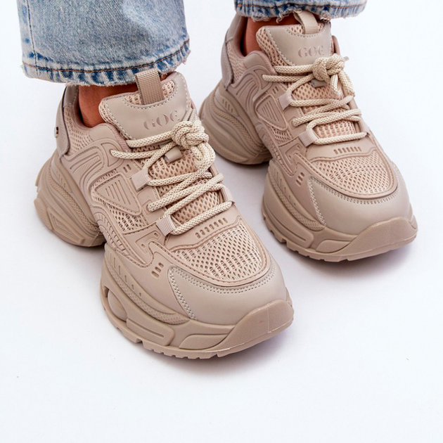 Sneakersy damskie na grubej podeszwie GOE NN2N4046 39 Beżowe (5903163998915) - obraz 3