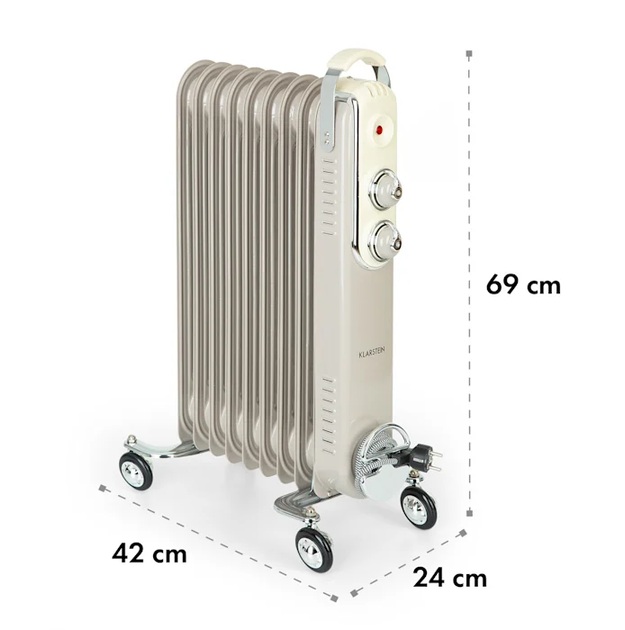 Радіатор масляний Klarstein Thermaxx Retroheat Електричний обігрівач для будинку 2000 Вт - зображення 7