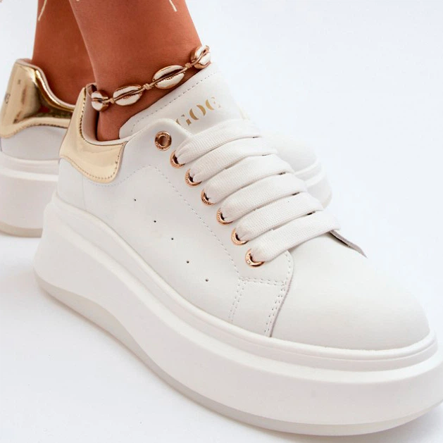 Жіночі снікери GOE NN2N4033 39 Білий/Золотистий (5903163998311) - зображення 7