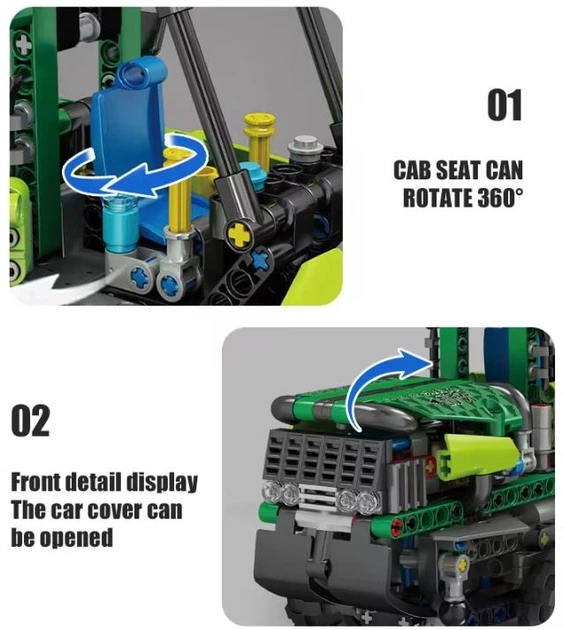 Конструктор Mould King 19006 Трактор John Deere із захопленням та причепом пневматичний 938 деталей - зображення 5