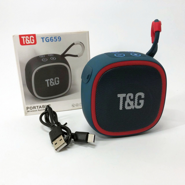 Портативна бездротова колонка TG659, Bluetooth, blue с ремешком (080h-blue) - изображение 2