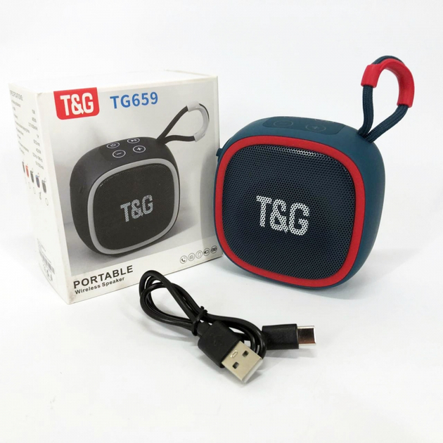 Портативна бездротова колонка TG659, Bluetooth, blue с ремешком (080h-blue) - изображение 5