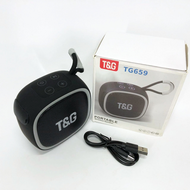 Портативна бездротова колонка TG659, Bluetooth, black с ремешком (080h-black) - изображение 8