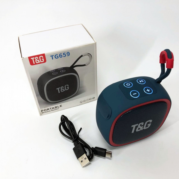 Портативна бездротова колонка TG659, Bluetooth, blue с ремешком (080h-blue) - изображение 7