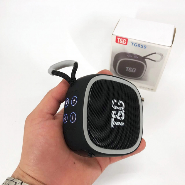 Портативна бездротова колонка TG659, Bluetooth, black с ремешком (080h-black) - изображение 9