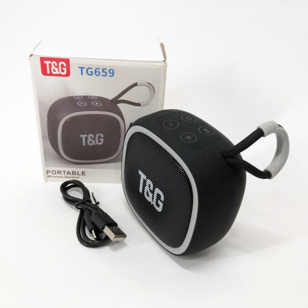 Портативна бездротова колонка TG659, Bluetooth, black с ремешком (080h-black) - изображение 10