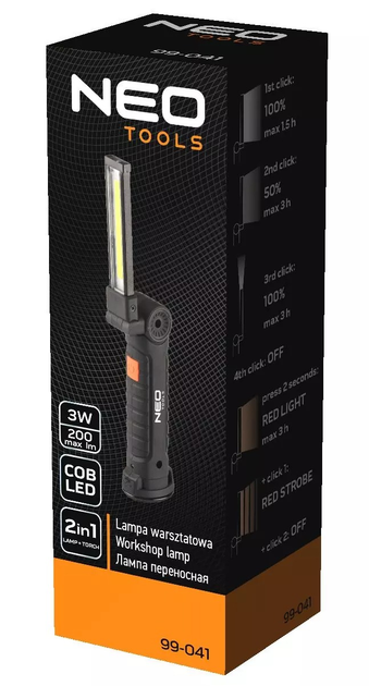 Latarka warsztatowa NEO Tools 200 lm 3 W 1200 mAh 99-041 (5907558452327) - obraz 7