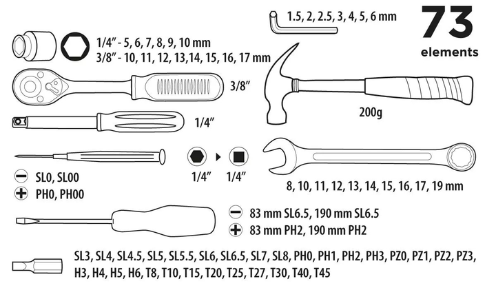 Zestaw narzędzi Top Tools 73 szt. 38D500 (5902062034038) - obraz 2