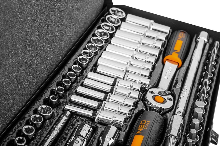 Набір інструментів Neo Tools 1/4", CrV 63 шт (10-008) (5907558466003) - зображення 4