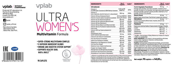 Мультивітаміни для жінок VPLab Ultra Women’S Multivitamin Formula 90 капсул (5060255351413) - зображення 8