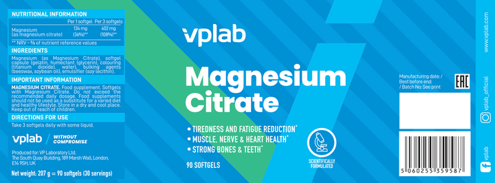Харчова добавка VPLab Magnensium Citrate 90 капсул (5060255359587) - зображення 8