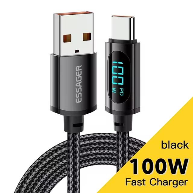 USB кабель 1м для быстрой зарядки USB-A - Type-C 7A 100W Essager ES ...