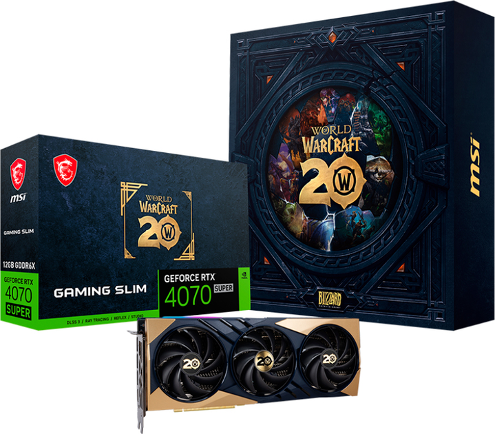 Видеокарта MSI PCI-Ex GeForce RTX 4070 Super 12G Gaming Slim World of Warcraft Edition 12GB GDDR6X (192bit) (2490/21000) (HDMI, 3 x DisplayPort) (RTX 4070 SUPER 12G GAMING SLIM World of Warcraft EDITION) - изображение 9
