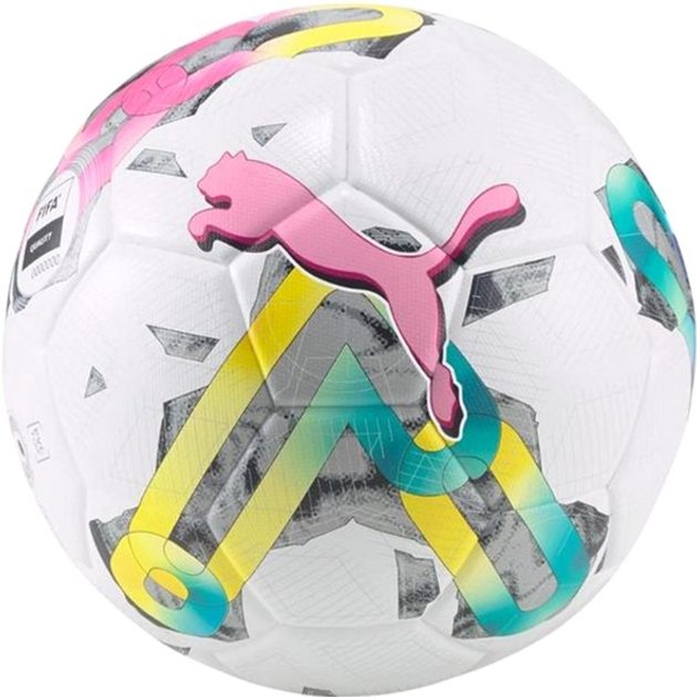 Футбольний м'яч Puma Orbita 4 HYB FIFA Basic 83781 01 розмір №4 Біло-зелений-рожевий (4065449746595) - зображення 1