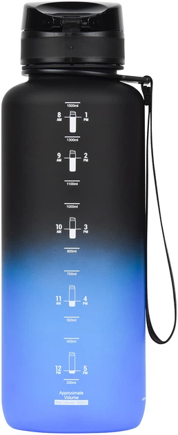 Бутылка для воды UZSPACE Gradient 3056 1500 мл Черно-голубая (6955482333143) - изображение 2