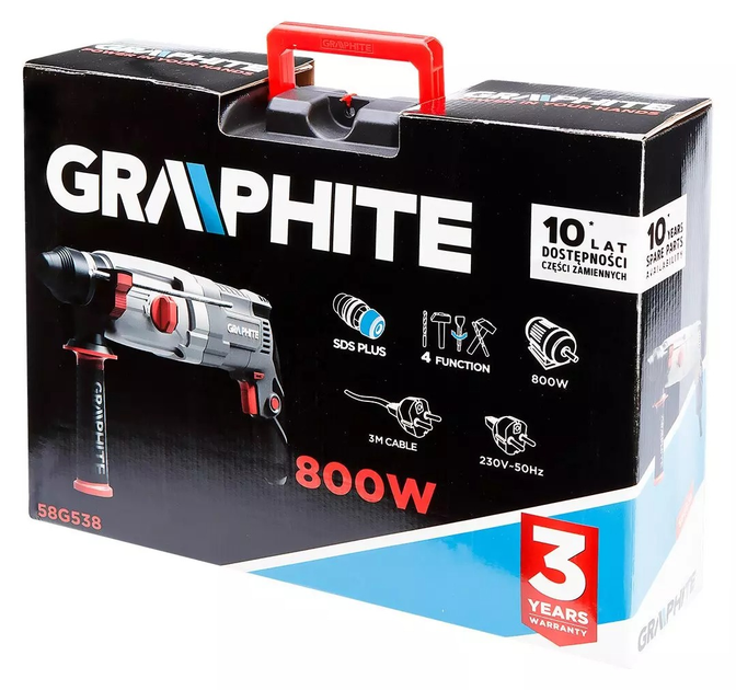 Wiertarka udarowa Graphite SDS+ 800 W 58G538 (5902062073105) - obraz 9
