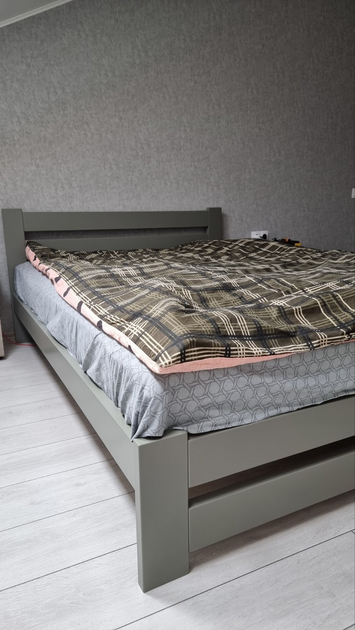 Двуспальная кровать из массива дуба Палермо плюс 150х220 Серая эмаль K ...