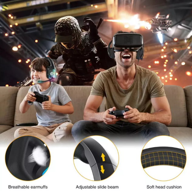 Ігрові навушники Gaming Headset Grand S12 black для комп'ютера з підсвічуванням - зображення 3