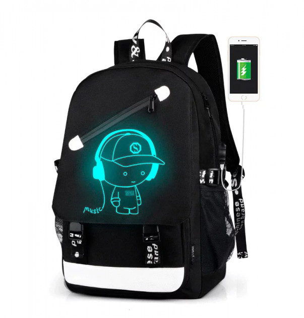 Светящийся городской рюкзак с usb зарядкой Senkey & Style Music 46 х 30 х 15 см черный (D-2019091940) - Фото 1 Светящийся городской рюкзак с usb зарядкой Senkey & Style Music 46 х 30 х 15 см черный (D-2019091940) - изображение 1
